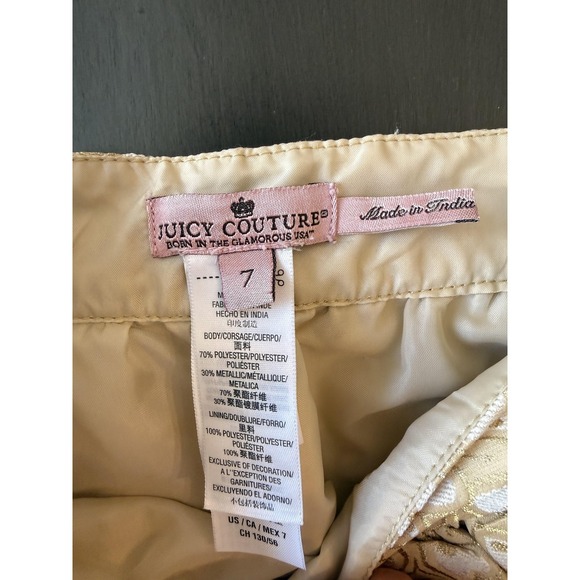 Juicy Couture Skirt Girls 7 Gold Metallic Heart Jacquard A-Line Side Buttons - Picture 4 of 11